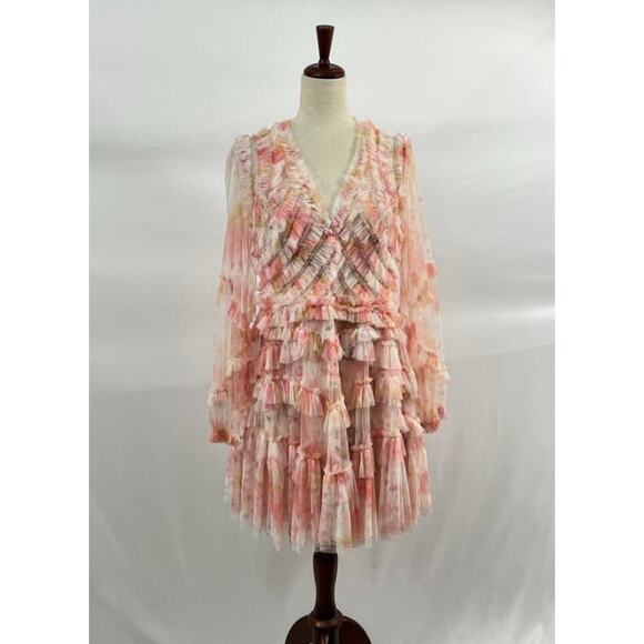 NEEDLE & THREAD Sz 10 US Rose Bluebell Ruffle Mini Dress - Picture 8 of 9